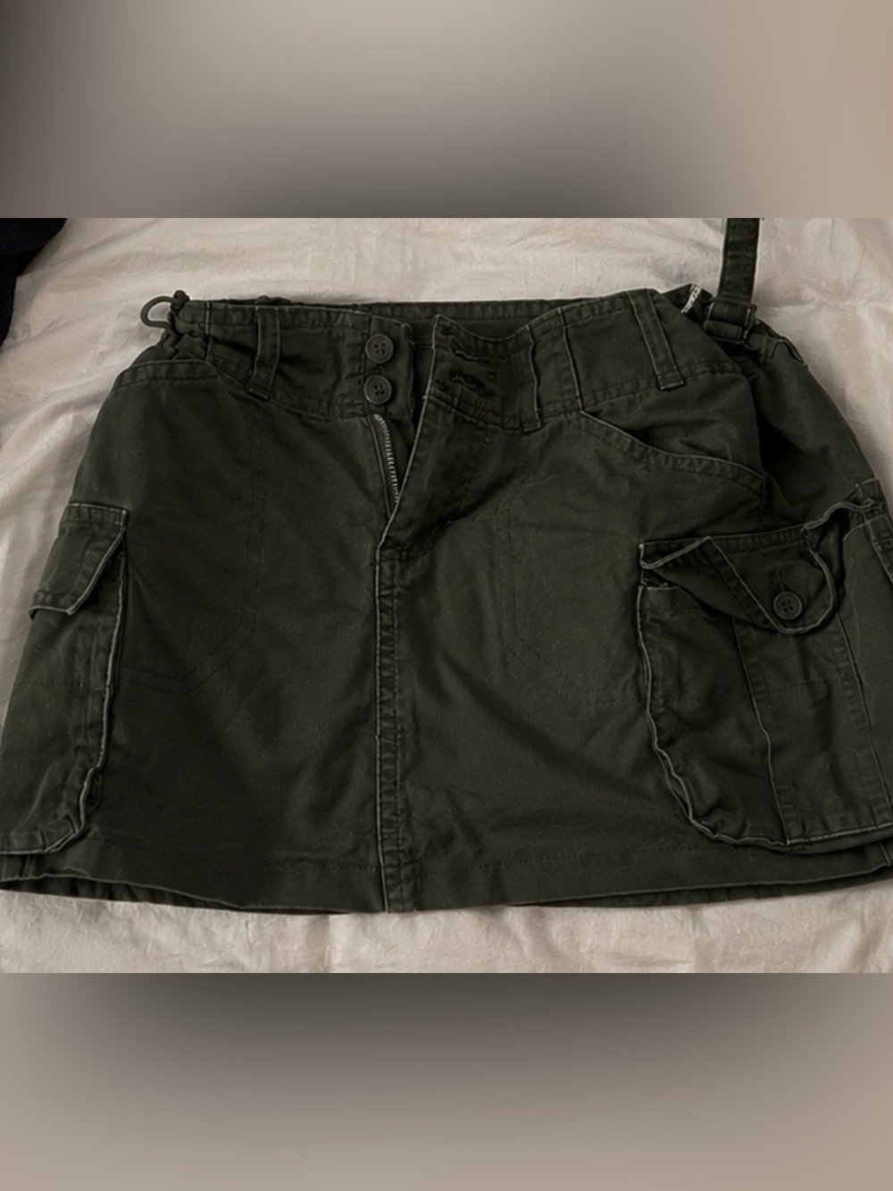 Women's Olive Green Utility Cargo Mini Skirt